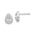 Sterling Silver Teardrop Stud Earrings for Women with Pear Shaped Cubic Zirconia Center and Halo Crystal Accents, Elegant Silver Jewelry for Bridal, Formal, Everyday or Wedding Wear