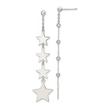 Sterling Silver Dangle Earrings with Cascading Star Motif, Celestial Drop Design for Women