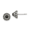 Sterling Silver Stud Earrings with Black Onyx, Beaded Rope Detail, Balinese Boho Style