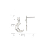 Sterling Silver Dangle Earrings with Crescent Moon and Star Design, Celestial Boho Style