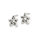 Sterling Silver Star Stud Earrings with Openwork Pentagram and Cubic Zirconia Accent