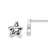 Sterling Silver Star Stud Earrings with Openwork Pentagram and Cubic Zirconia Accent