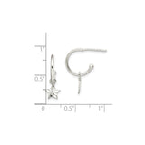 Sterling Silver Hoop Earrings with Dangling Five-Point Star Charm for Women