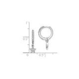 Sterling Silver Hoop Earrings with Dangling Star Charm, Cubic Zirconia Accent, Celestial Style