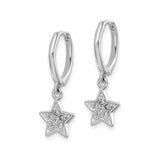 Sterling Silver Star Hoop Earrings with Cubic Zirconia, Celestial Charm Design for Women