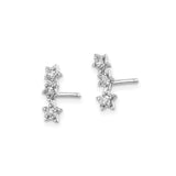 Sterling Silver Star Climber Earrings with Cubic Zirconia, Triple Star Celestial Design