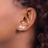 Sterling Silver Star Climber Earrings with Ascending Polished Stars, Celestial Motif for Women