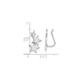 Sterling Silver Star Climber Earrings with Ascending Polished Stars, Celestial Motif for Women