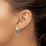 Sterling Silver Drop Earrings with Marquise Mother-of-Pearl Inlay, Open Teardrop Design