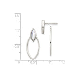 Sterling Silver Drop Earrings with Marquise Mother-of-Pearl Inlay, Open Teardrop Design