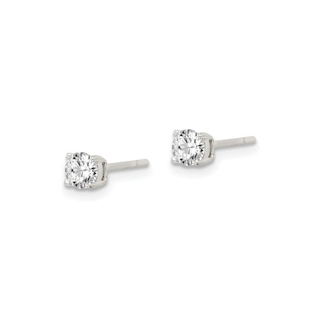 Sterling Silver 4mm CZ Stud Earrings 4 Prong Setting