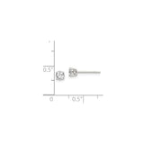 Sterling Silver Stud Earrings with 4mm Round Cubic Zirconia in Four Prong Setting