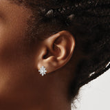 Sterling Silver Snowflake Stud Earrings with Cubic Zirconia, Winter Crystal Design