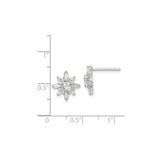 Sterling Silver Snowflake Stud Earrings with Cubic Zirconia, Winter Crystal Design