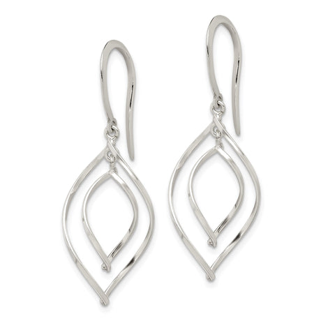Sterling Silver Dangle Earrings with Twisted Open Teardrop and Infinity Design