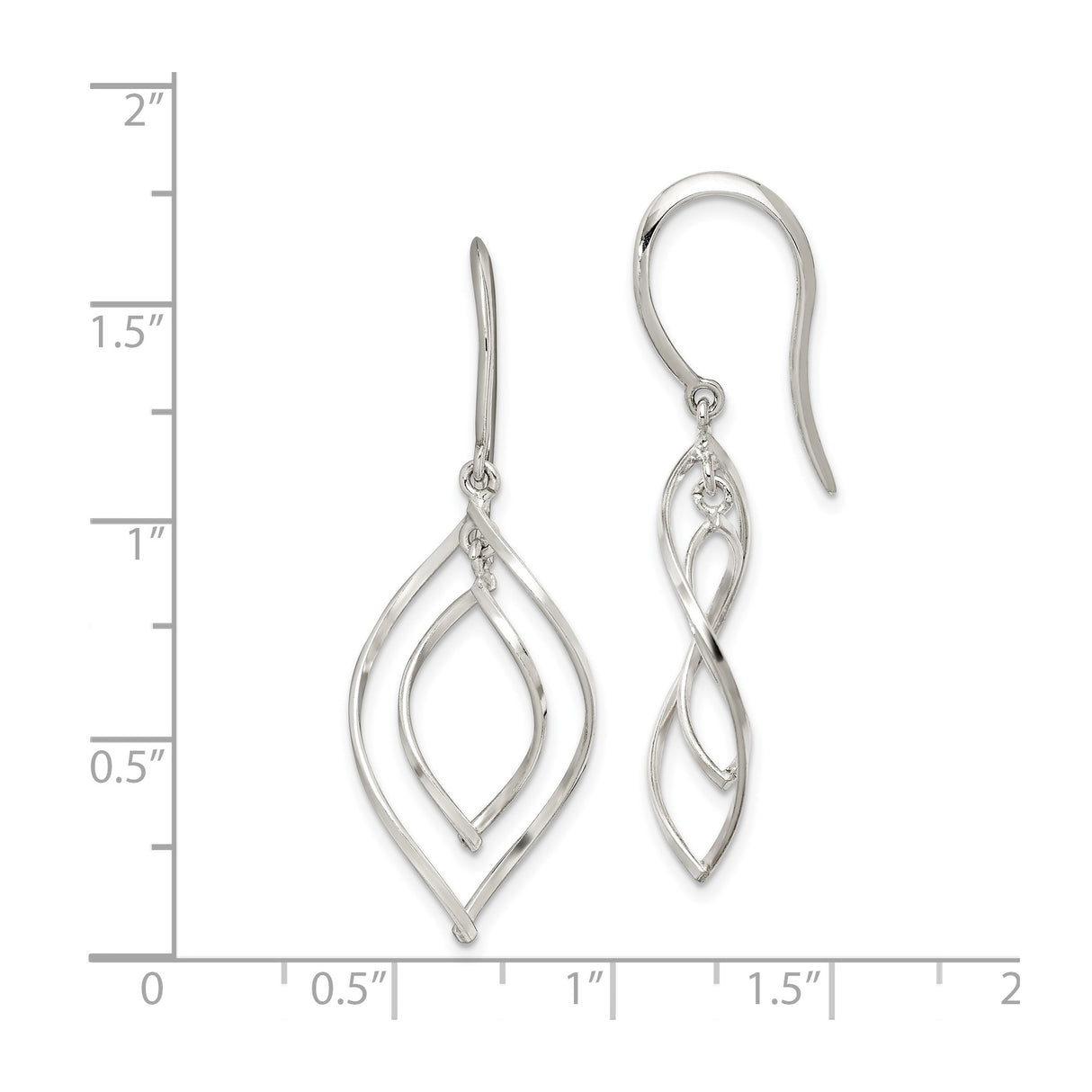 Sterling Silver Dangle Earrings with Twisted Open Teardrop and Infinity Design