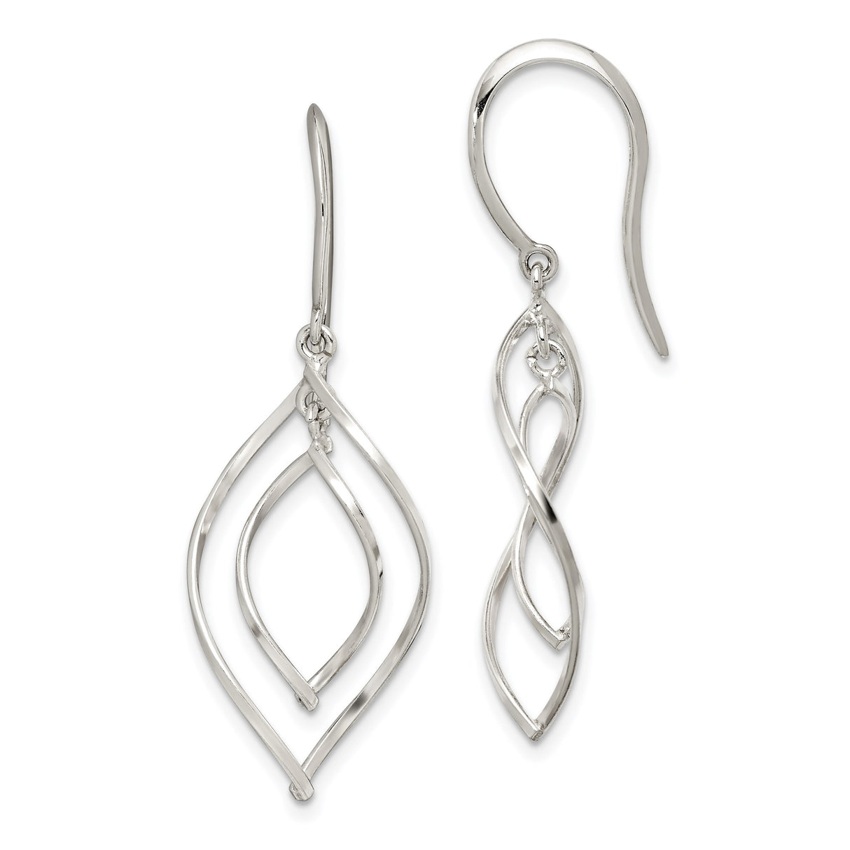 Sterling Silver Dangle Earrings with Twisted Open Teardrop and Infinity Design
