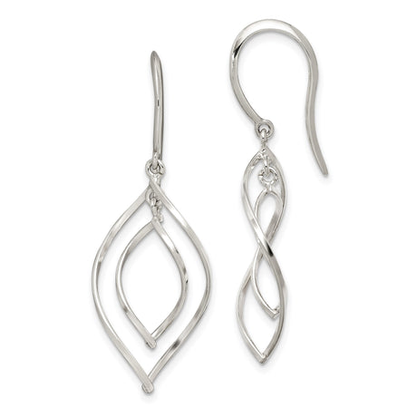 Sterling Silver Dangle Earrings with Twisted Open Teardrop and Infinity Design