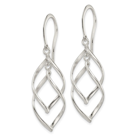 Sterling Silver Dangle Earrings, Twisted Open Leaf Design, Lightweight Minimalist Jewelry for Women