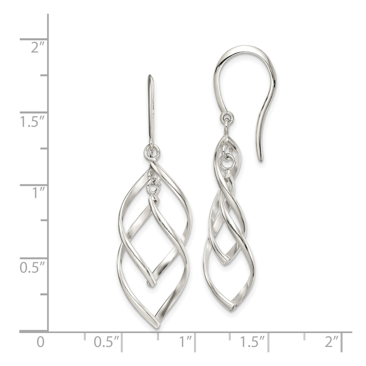 Sterling Silver Dangle Earrings, Twisted Open Leaf Design, Lightweight Minimalist Jewelry for Women