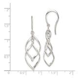 Sterling Silver Dangle Earrings, Twisted Open Leaf Design, Lightweight Minimalist Jewelry for Women