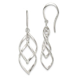 Sterling Silver Dangle Earrings, Twisted Open Leaf Design, Lightweight Minimalist Jewelry for Women