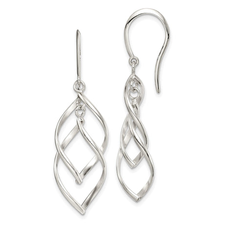 Sterling Silver Dangle Earrings, Twisted Open Leaf Design, Lightweight Minimalist Jewelry for Women
