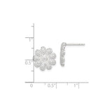Sterling Silver Daisy Stud Earrings with Cubic Zirconia, Floral Pave Design for Women