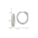 Sterling Silver Hoop Earrings with Triple Row Pavé Cubic Zirconia, Modern Lightweight Statement Style
