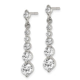 Sterling Silver Drop Earrings with Graduated Round-Cut Cubic Zirconia, Vertical Dangle Design