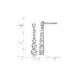 Sterling Silver Drop Earrings with Graduated Round-Cut Cubic Zirconia, Vertical Dangle Design