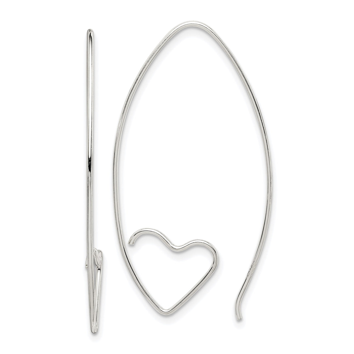 Sterling Silver Fish Hook Earrings with Open Ichthys Heart Design, Religious Dangle Style