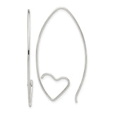 Sterling Silver Fish Hook Earrings with Open Ichthys Heart Design, Religious Dangle Style