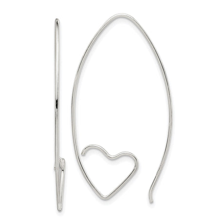 Sterling Silver Fish Hook Earrings with Open Ichthys Heart Design, Religious Dangle Style