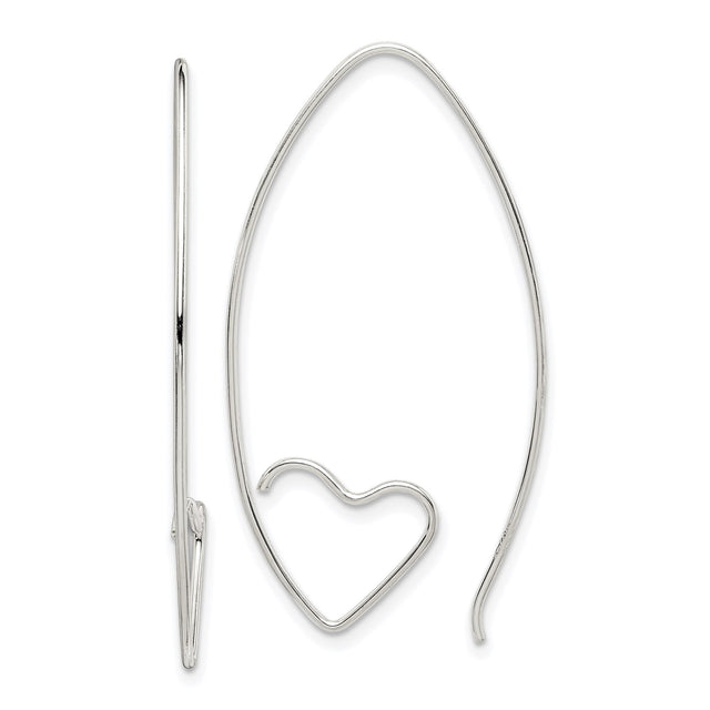Sterling Silver Fish Hook Earrings with Open Ichthys Heart Design, Religious Dangle Style