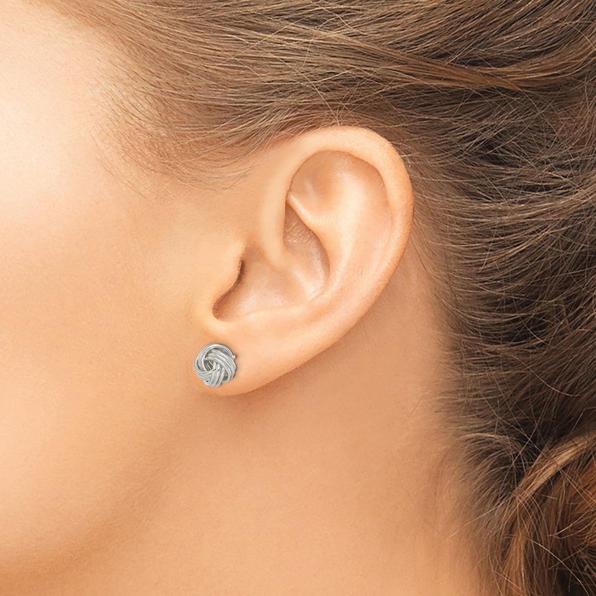 Sterling Silver Love Knot Stud Earrings Interwoven No Stone