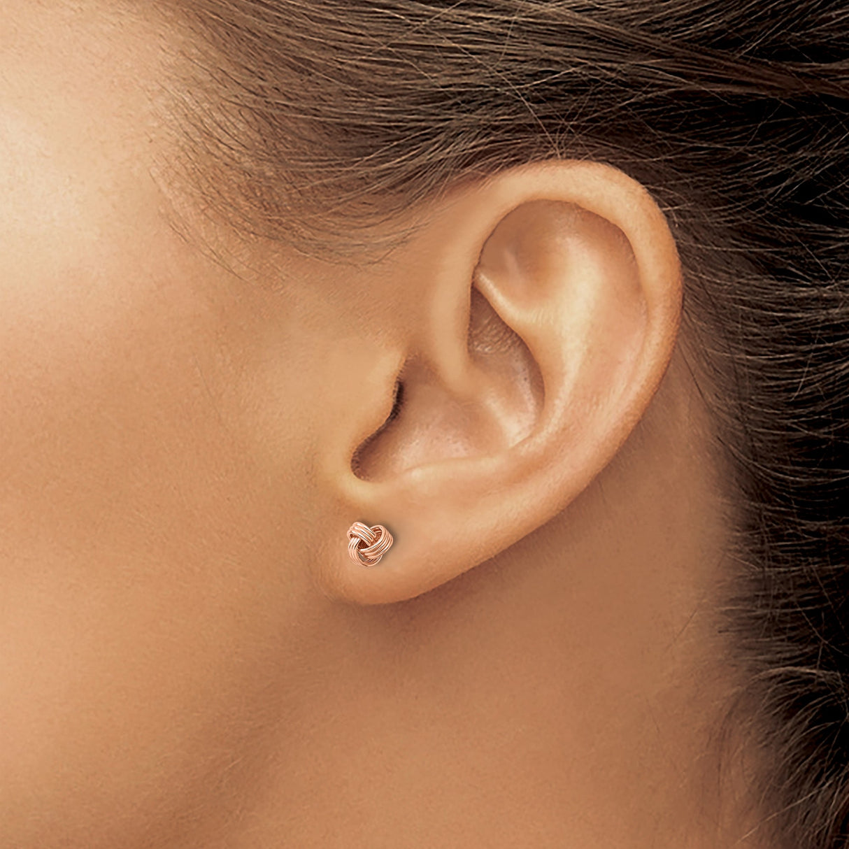 Rose Plated Sterling Silver Love Knot Stud Earrings