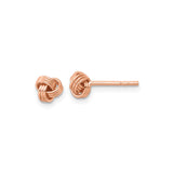 Rose Plated Sterling Silver Love Knot Stud Earrings for Women, Intertwined Design Symbolizing Eternal Love, Minimalist Fashion Jewelry with Timeless Romantic Style for Everyday Lightweight Wear