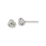 Sterling Silver Love Knot Stud Earrings for Women with Smooth Twisted Metal Strands, Symbol of Eternal Love and Unity, Elegant Everyday Silver Jewelry with Classic Knot Design and Minimalist Style