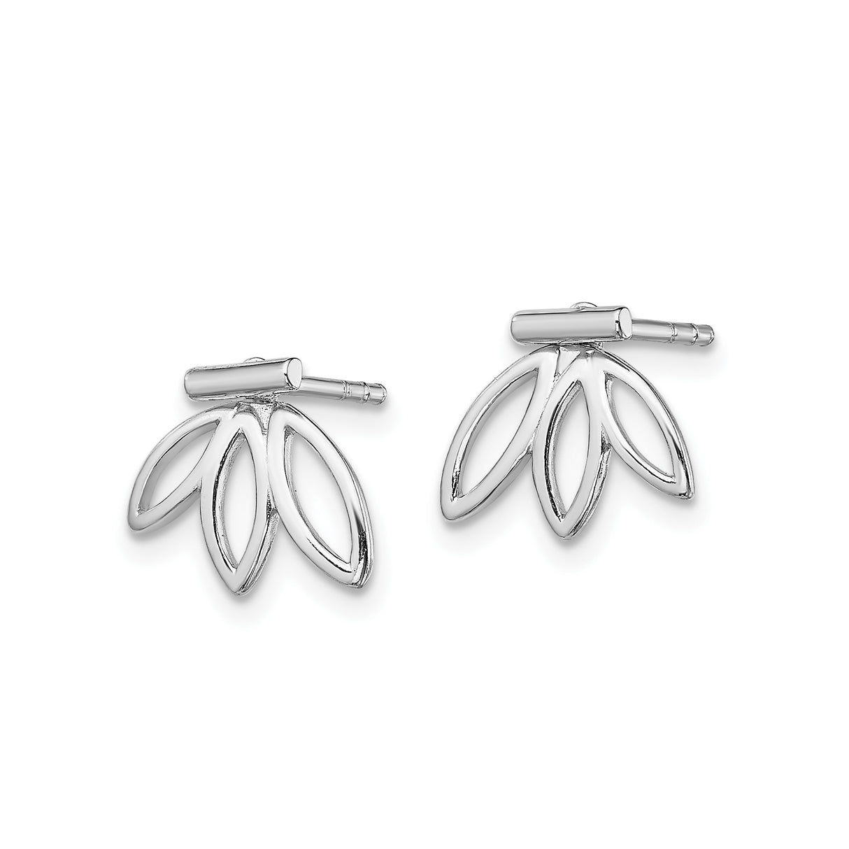 Sterling Silver Earring Jackets with Marquise and Open Leaf Design, Layered Petal Motif
