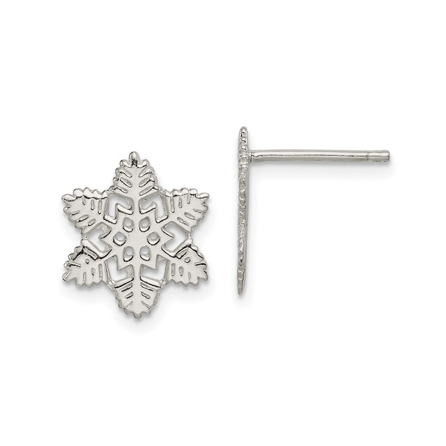 Sterling Silver Snowflake Stud Earrings, Delicate Winter Holiday Jewelry for Women