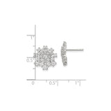 Sterling Silver Snowflake Stud Earrings with Cubic Zirconia Cluster Design for Women