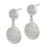 Sterling Silver Drop Dangle Earrings with Cubic Zirconia and Twisted Rope Design