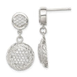 Sterling Silver Drop Dangle Earrings with Cubic Zirconia and Twisted Rope Design
