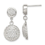 Sterling Silver Drop Dangle Earrings with Cubic Zirconia and Twisted Rope Design