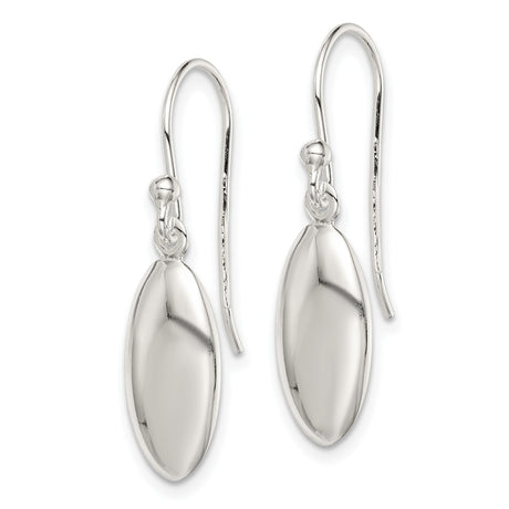 Sterling Silver Drop Earrings with French Hooks, Lightweight Modern Oval Dangles
