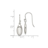 Sterling Silver Drop Earrings with French Hooks, Lightweight Modern Oval Dangles