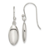 Sterling Silver Drop Earrings with French Hooks, Lightweight Modern Oval Dangles