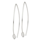 Sterling Silver Threader Earrings with Marquise Cut Cubic Zirconia, Minimalist Dangle Design