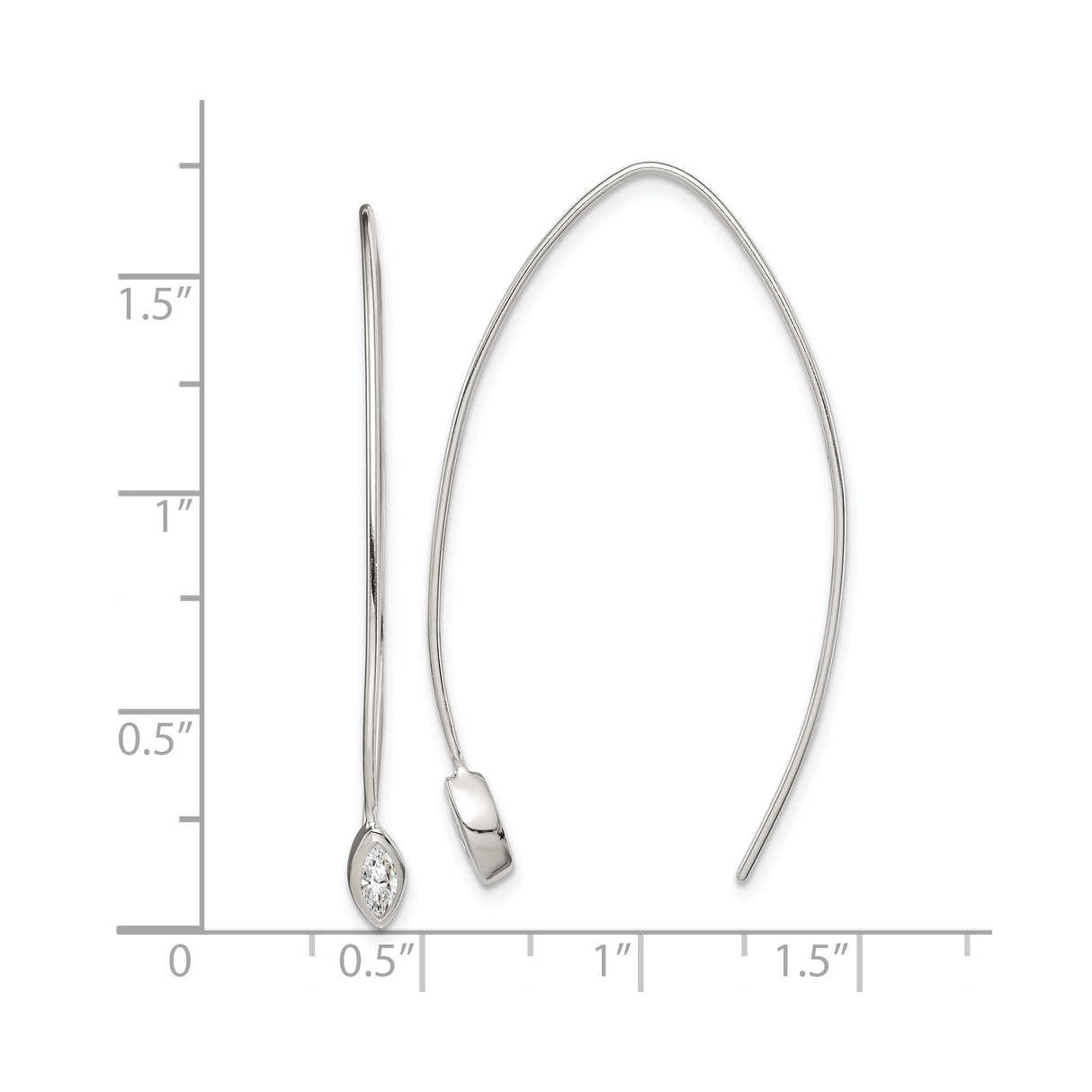 Sterling Silver Threader Earrings with Marquise Cut Cubic Zirconia, Minimalist Dangle Design